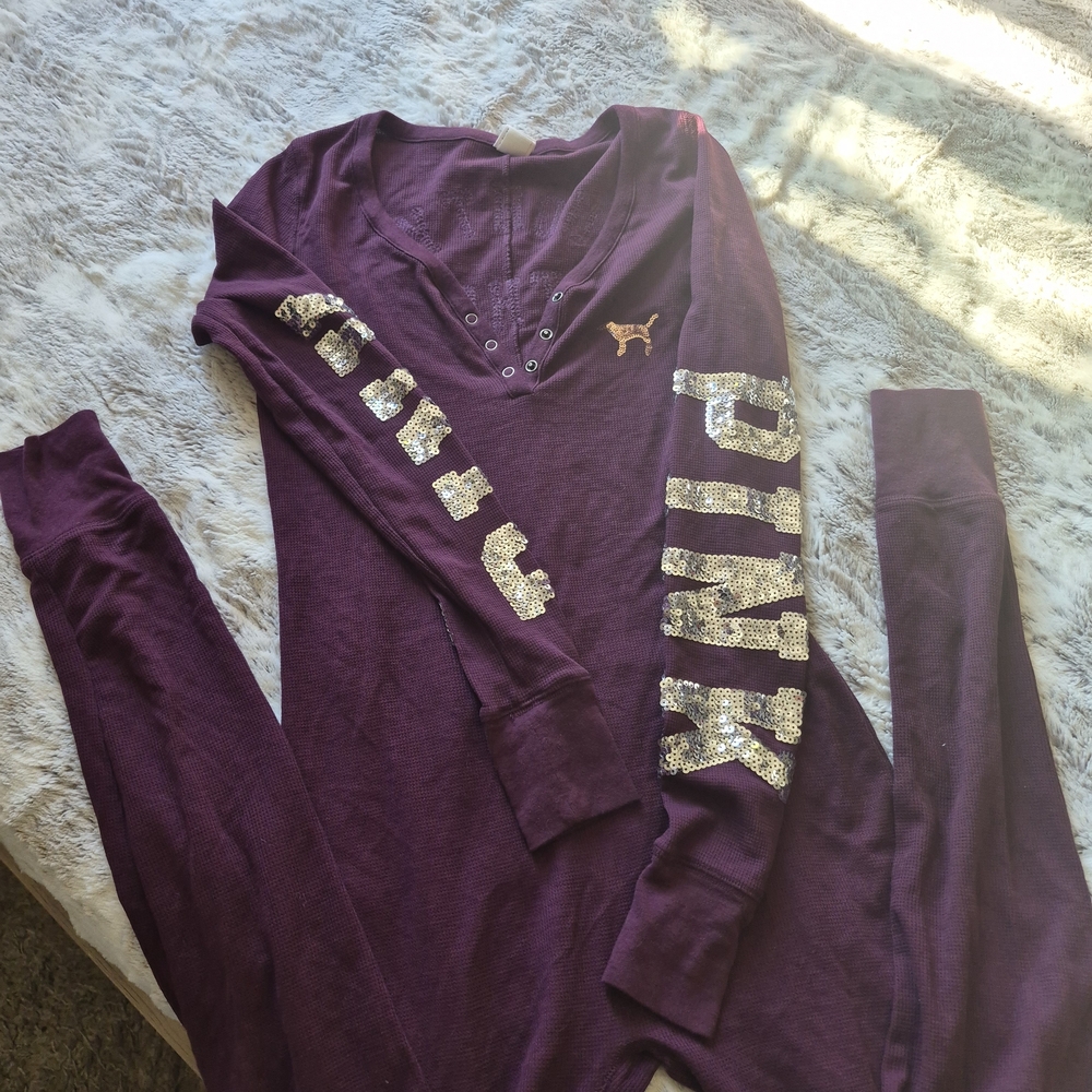 Victoria's Secret Purple V-Neck with Sequin Sleeve